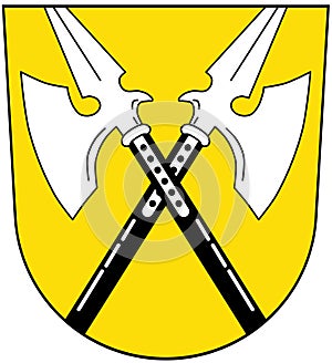 Coat of arms of the city of Hallstadt. Germany.