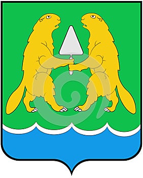 Coat of arms of the city of Iskitim. Novosibirsk region . Russia