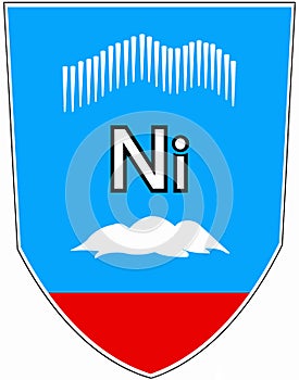 Coat of arms of the city of Nickel. Murmansk region . Russia