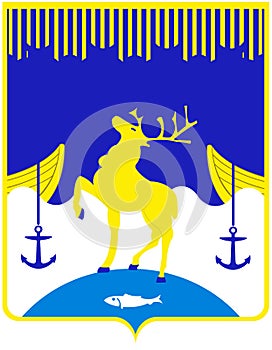 Coat of arms of the city of Ostrovny. Murmansk region. Russia