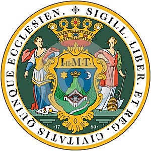 Coat of arms of the city of Pecs. Hungary