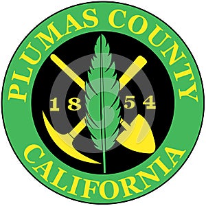 Coat of arms of the city of Plumas. State California. USA photo