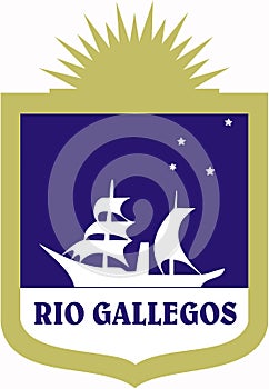 Coat of arms of the city of Rio Gallegos. Argentina