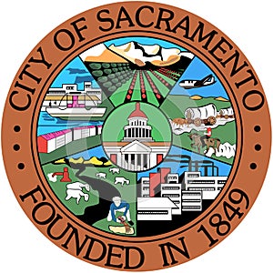 Coat of arms of the city of Sacramento. State California. USA