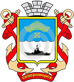 Coat of arms of the city of Severomorsk. Murmansk region. Russia photo