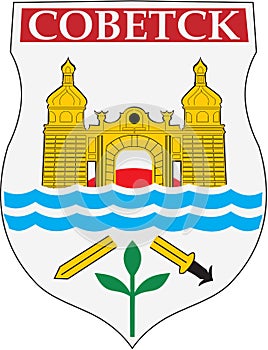 Coat of arms of the city of Sovetsk. Kaliningrad region. Russia