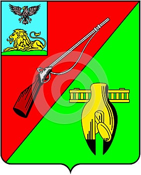 Coat of arms of the city of Stary Oskol, Belgorod Oblast. Russia