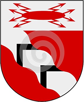 Coat of arms of the city of Trollhattan. Sweden