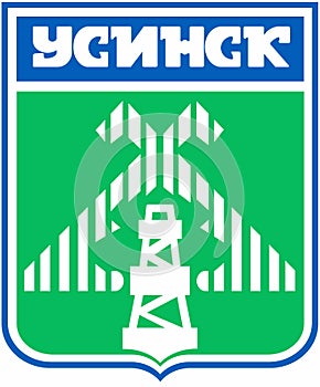 Coat of arms of the city of Usinsk. Komi Republic. Russia