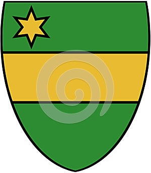 Coat of arms of the commune of Mont Saint-Guibert. Belgium photo