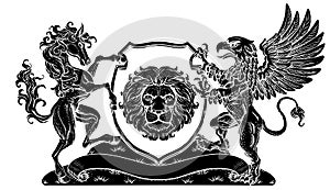 Coat of Arms Crest Griffin Horse Family Shield