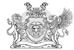 Coat of Arms Crest Griffin Lion Family Shield Seal