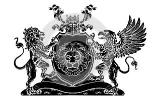 Coat of Arms Crest Griffin Lion Family Shield Seal photo