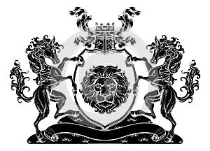 Coat of Arms Crest Horse Lion Family Shield Seal