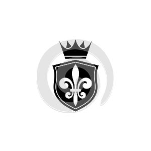 Coat of arms with fleur de lis heraldic symbol isolated on white background