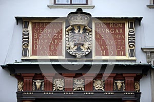 Coat of arms of the Habsburg monarchy at the Hofburg in Vienna photo