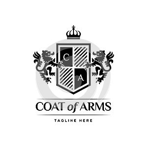 Coat Of Arms Heraldic Luxury Logo Design Concept photo