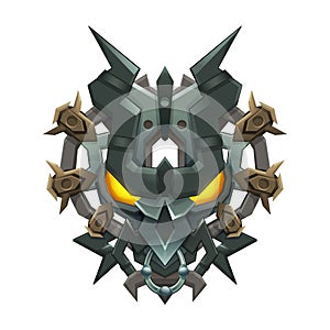 Coat of arms icon for game interface. Cartoon achievement decoration for game.