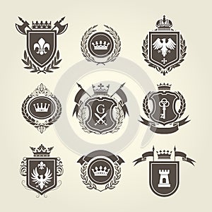 Coat of arms and knight blazons - heraldics