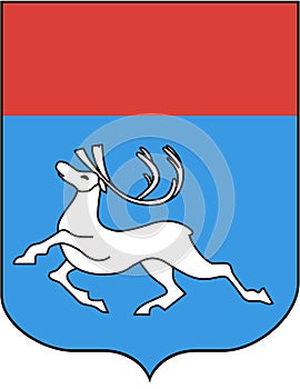 Coat of arms of the Koryak Autonomous Okrug. Kamchatka Krai. Russia