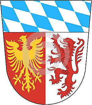 Coat of arms of the Landsberg am Lech district. Germany