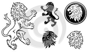 Coat of Arms lion cat emblem silhouette and lions head