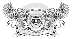 Coat of Arms Lion Griffin or Griffon Crest Shield photo