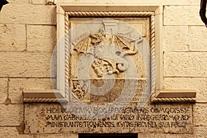 Coat of arms. Municipal clocktower. Trani. Apulia. Italy photo