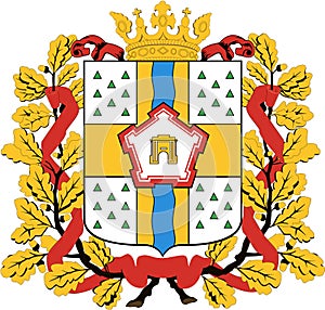 Coat of arms of the Omsk region. Russia