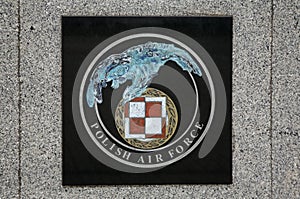 Coat of arms of Polish Air Force in Deblin. Poland