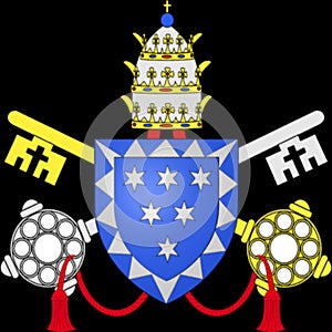 Glossy glass coat of arms of Pope Clement X, born Emilio Bonaventura Altieri, was Pope from 29 April 1670 to his death in 1676 photo