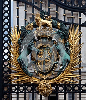 Coat of Arms, Queen, Buckingham Palace, London, England