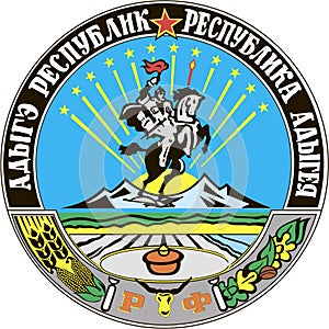 Coat of arms of the Republic of Adygea. Russia