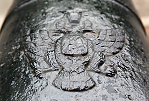 Coat of arms Russian Empire on cast-iron cannon