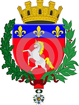 Coat of arms of Saint-Lo in Normandy is a Region of France