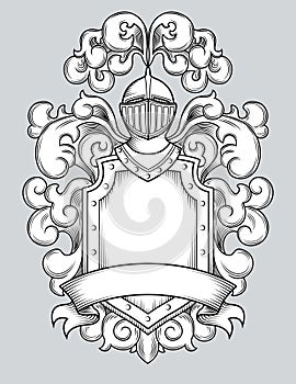 Coat of Arms with Shield, Helmet and Plume