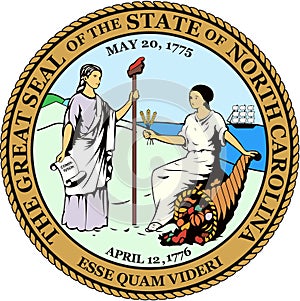 Coat of arms of the state of North Carolina. USA