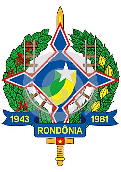 Coat of arms of the state of Rondonia. Brazil photo