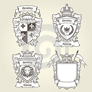 Coat of arms templates - heraldic shield with blazons