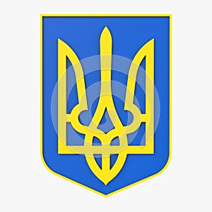 Coat of Arms of Ukraine, 3D render on a white background