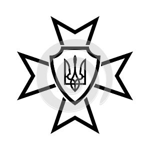 Coat of arms of Ukraine on the Maltese cross. Vector illustration