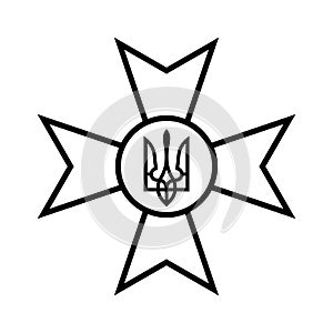 Coat of arms of Ukraine on the Maltese cross. Vector illustration