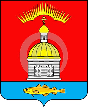 Coat of arms of the urban-type settlement Pechenga. Murmansk region . Russia