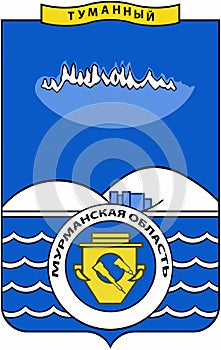 Coat of arms of the urban-type settlement Tumanny. Murmansk region. Russia