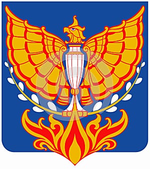 Coat of arms of the urban-type settlement Verbilki. Moscow region. Russia