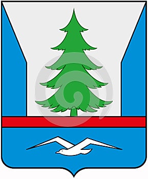 Coat of arms of the urban-type settlement Zelenoborsky. Murmansk region. Russia