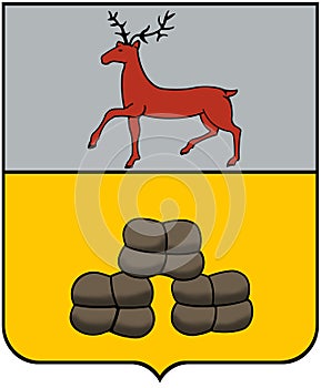 Coat of arms of the working village Makaryevo. Nizhny Novgorod Region . Russia