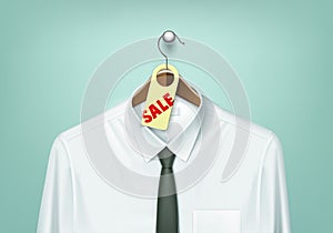 Coat Brown Hanger with White Shirt and Black Tie