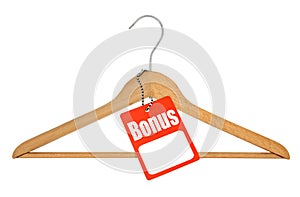 Coat hanger and bonus tag