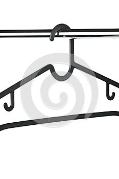 Coat hanger / clothe hangers on a clothes rail with a white background